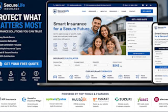 insurance website with quote forms, lead generation and insurance calculator