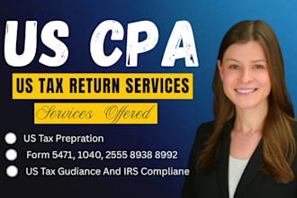 prepare us expat 1040, form 5471, 2555, 8938 and 8992 tax return