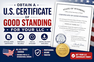 obtain a US certificate of good standing for your llc