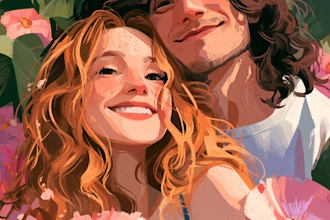 draw a couple portrait illustration