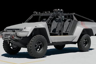 build game ready 3d atv in maya, offroad assets, 3d rig and animation, led setup