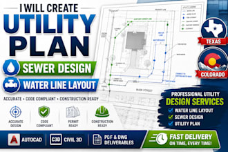 create utility plan sewer design and water line layout for texas and colorado