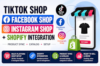 setup tiktok shop, facebook shop, instagram shop and shopify integration