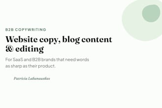 write b2b website copy, blog content, and proofread text