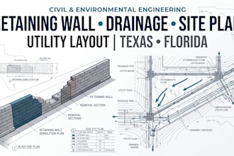 retaining wall demolition plan drainage site plan   utility layout texas florida
