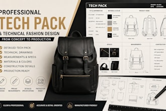 create professional product tech pack and technical fashion design