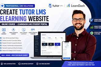 create tutor lms elearning website, online course, learndash lms student portal