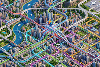create transportation map, transit map, route map and bus network map