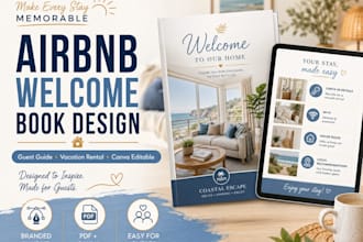 design a professional airbnb welcome book and guest guide