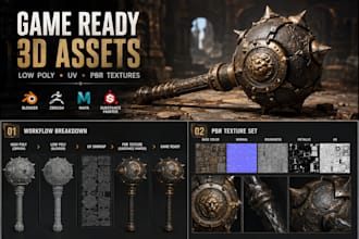 create game ready 3d stylized assets and pbr textures