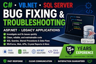 develop or fix c sharp vb net and sql server applications