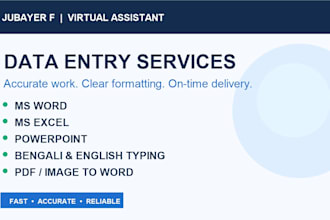 do accurate data entry, ms word, excel and powerpoint tasks