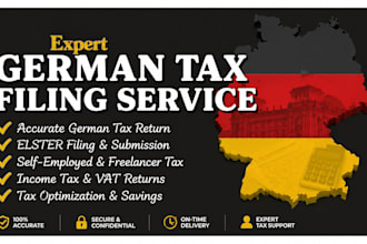 do german tax return, income tax, elster filing, vat and bookkeeping