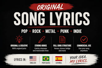 write original pop rock and metal lyrics for your song