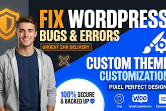 fix any wordpress error or bug, custom wordpress theme customization, wp bug fix