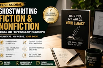 ghostwrite your fiction or nonfiction book, ebook, self help and KDP manuscript