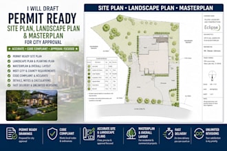draft stamped professional site, landscape and master plans for permit approval