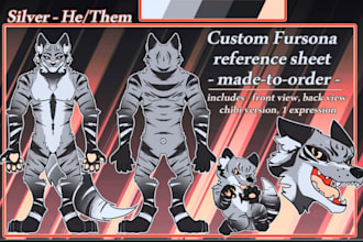 design a clean furry and anthro ref sheet for your fursona