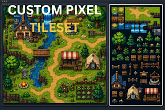 make top down pixel art tileset for rpg maker