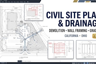 design civil site plan demolition and wall framing drainage plan california ohio