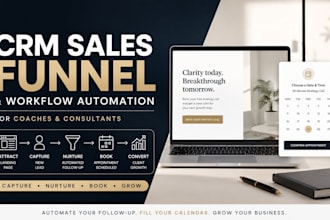 build CRM sales funnel and workflow automation for coach and booked appointment
