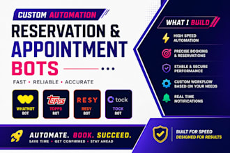 build whatnot bot, topps bot, resy bot tock bot, reservation and appointment bot