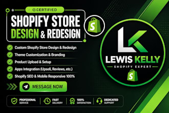 shopify website redesign, clone, revamp shopify store design and redesign store