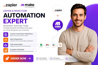 build zapier automation and make com workflows