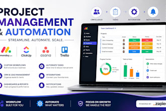 setup monday crm, clickup, asana, trello and zapier automation