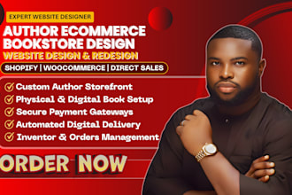 design a custom author ecommerce bookstore and shopify store