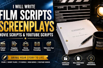 write film script, screenplay screenwriting movie script writing, youtube script