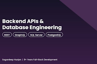 develop rest and graphql apis and optimize sql server or postgresql databases