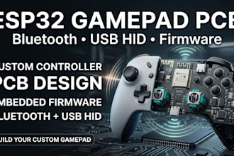 design esp32 gamepad pcb, bluetooth controller, usb hid and firmware