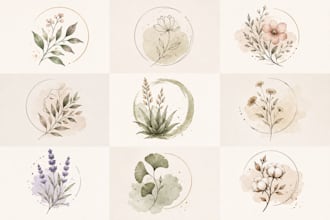 hand paint your plant into a boho botanical logo for wellness and etsy brands