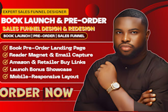 design a book launch sales funnel and pre order landing page