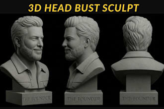 sculpt realistic 3d head bust, face model in zbrush stl file for 3d printing
