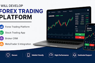 develop forex broker website, trading app, CRM system and mt5 integration