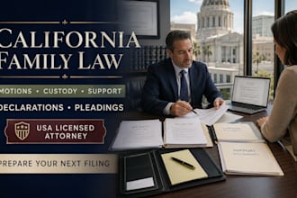 draft california divorce motions, declarations, custody and support documents