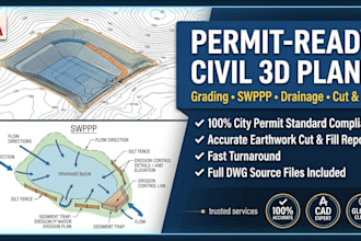 draft civil 3d grading swppp drainage cut fill erosion plan for permit
