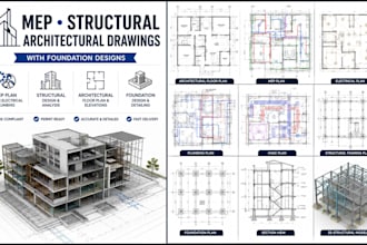 design mep plan structural and architectural drawings with foundation designs