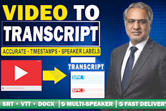 transcribe your video or audio with speaker labels and timestamps