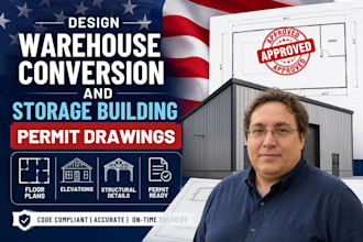 design warehouse conversion storage building permit drawings