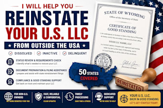reinstate tax file US llc  ein number in USA only for non resident