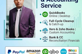 do quickbooks online, xero, and zoho books bookkeeping,clean up and accounting