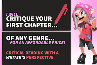 critique and beta read your first chapter of any genre