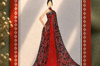 design professional fashion sketches and dress illustrations