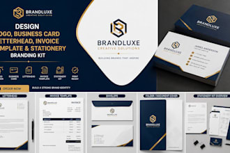 design logo business card letterhead invoice template stationery branding kit