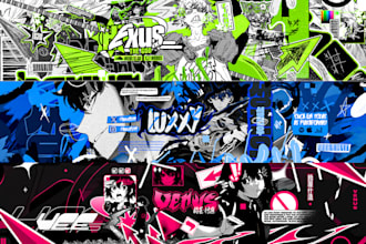 design a custom youtube banner for gaming and anime