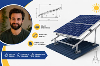 solar cad, solar panel technical drawing, mounting bracket fabrication dxf cad