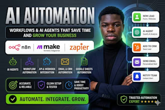 build n8n, make, zapier automation workflows and ai agents